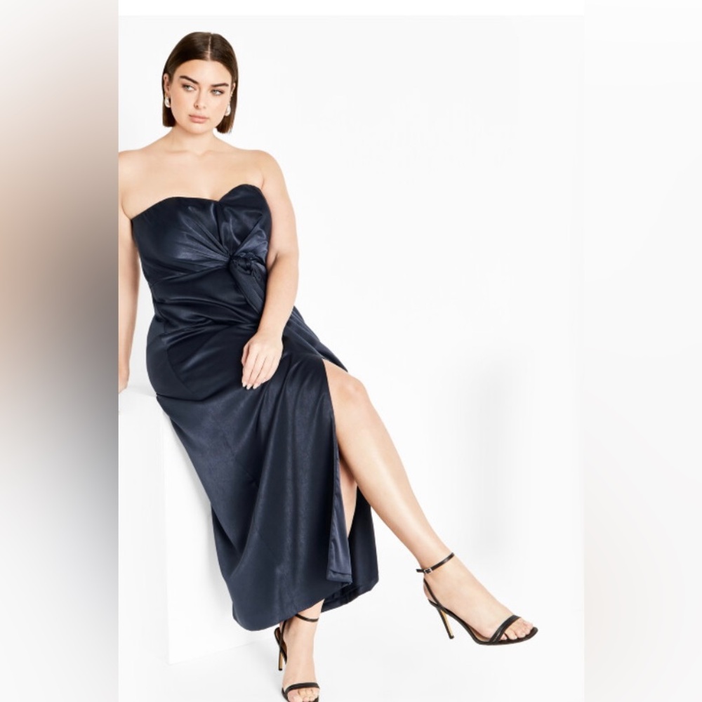 City Chic Maxi Kamari Elegant Black Strapless Dress women’s size 14-NWT